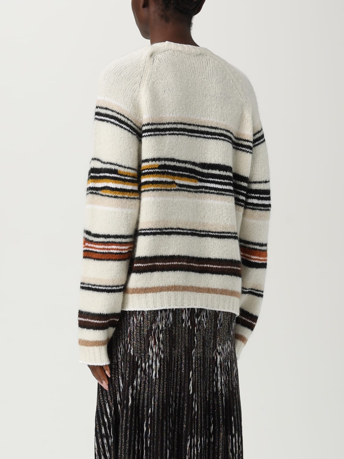 MISSONI MAGLIA: Maglione in misto lana a righe Missoni, Bianco - Img 3