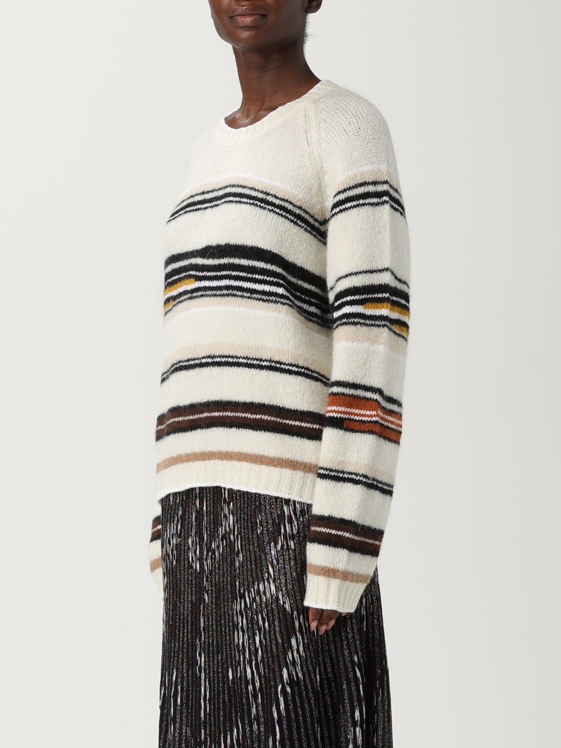 MISSONI MAGLIA: Maglione in misto lana a righe Missoni, Bianco - Img 4