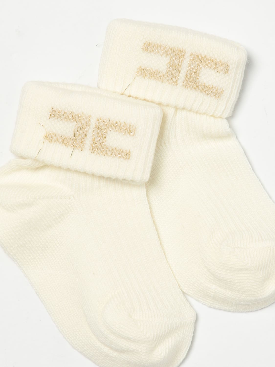 ELISABETTA FRANCHI LA MIA BAMBINA 양말: 아기 양말 남아 Elisabetta Franchi La Mia Bambina, 옐로우 크림 - Img 2