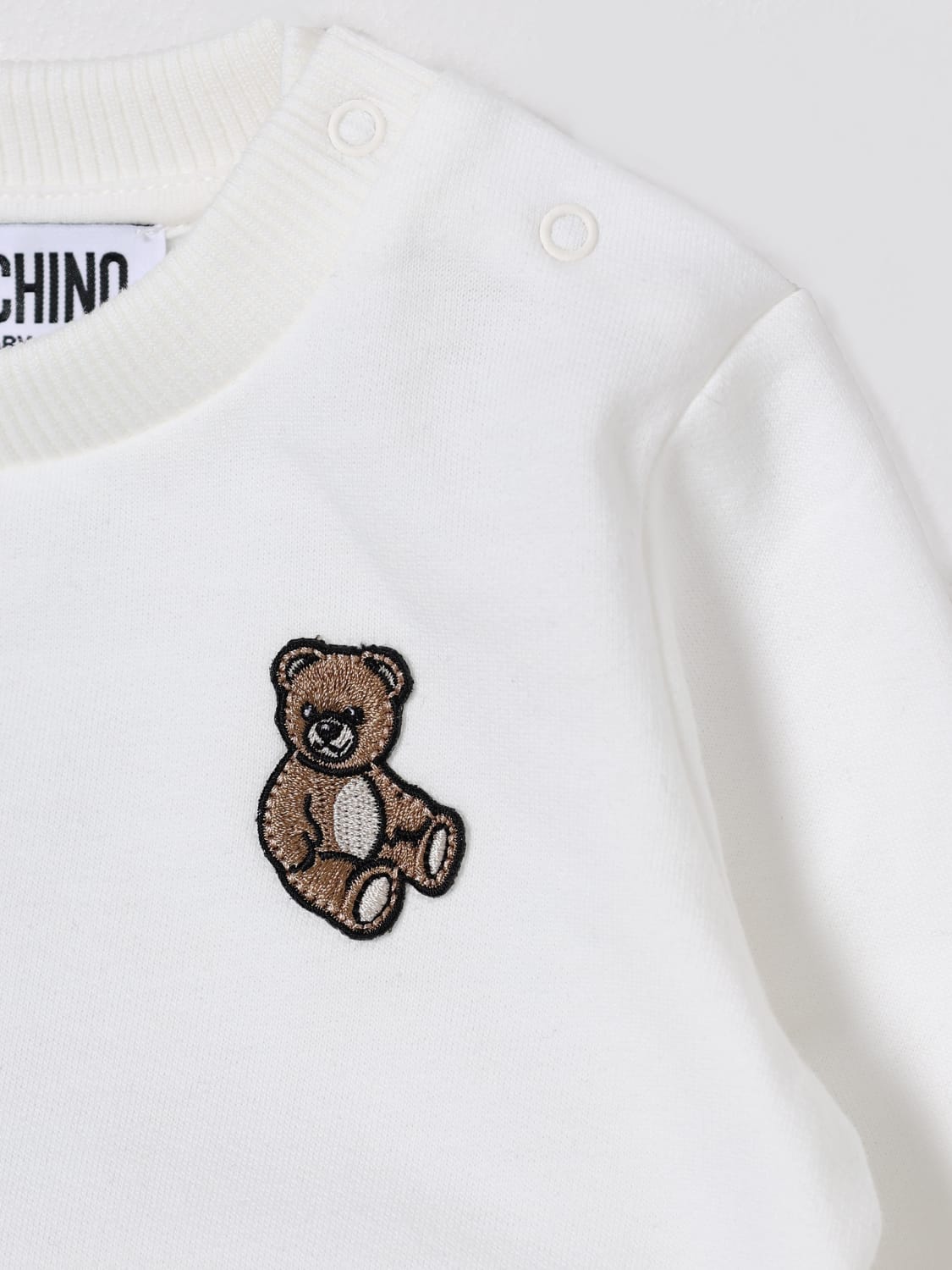 MOSCHINO MAGLIA: Felpa a girocollo in cotone Teddy Moschino, Bianco - Img 3