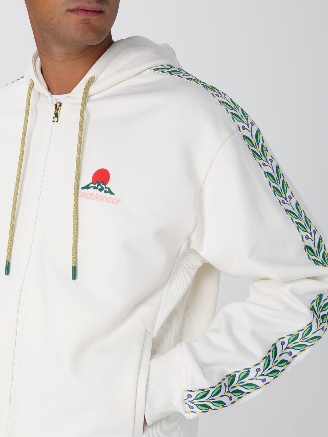 CASABLANCA FELPA: Felpa con cappuccio in cotone organico Casablanca, Bianco - Img 5