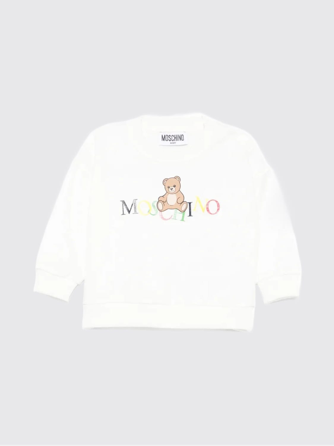 MOSCHINO MAGLIA: Felpa in cotone Teddy Moschino, Bianco - Img 1