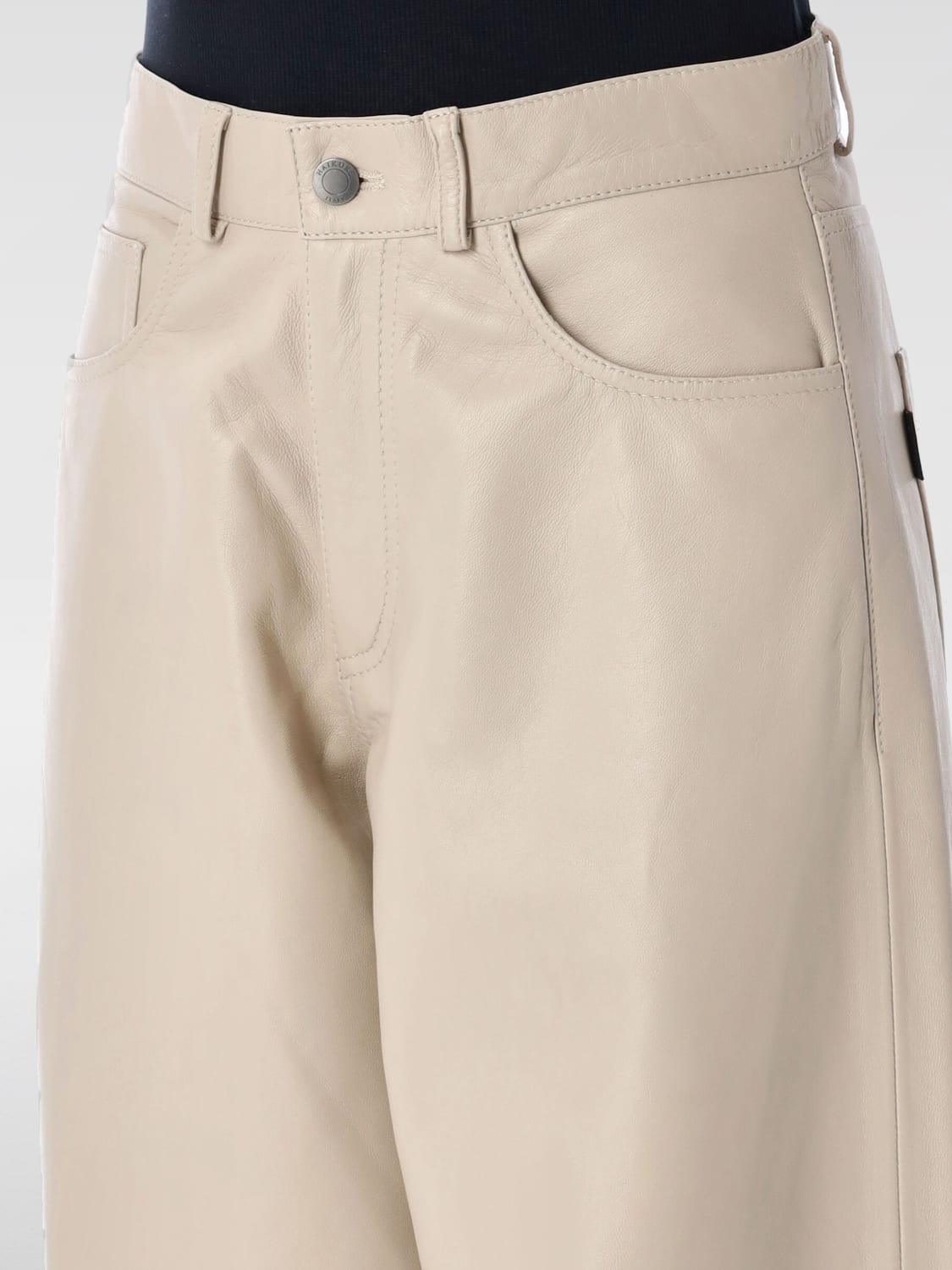 HAIKURE PANTALONI: Pantalone Haikure in pelle , Beige - Img 3