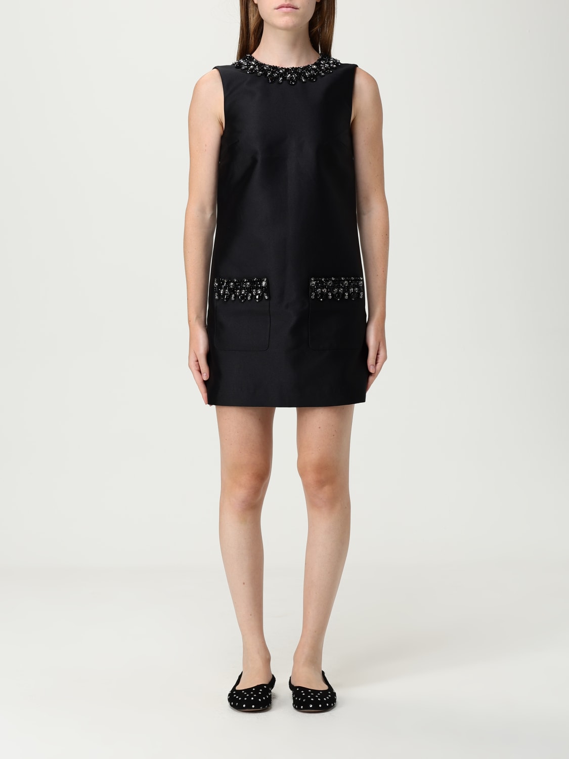 SELF-PORTRAIT ABITO: Abito Self-Portrait in taffetà con strass, Nero - Img 1