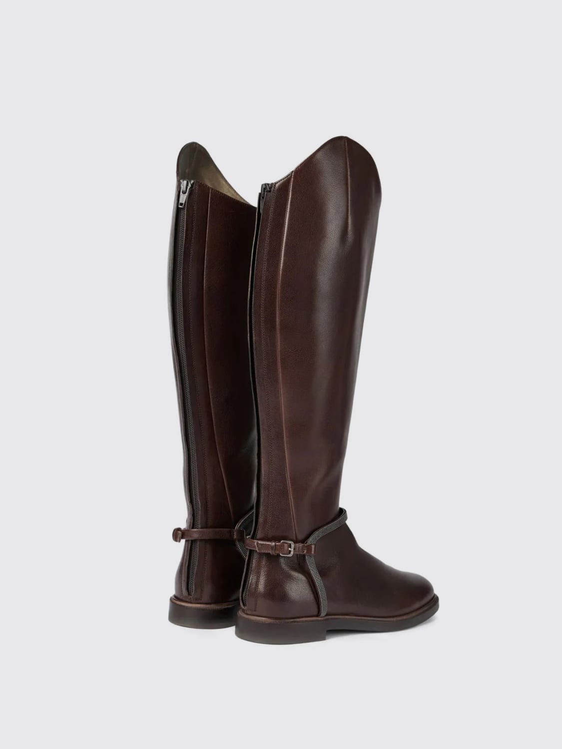 BRUNELLO CUCINELLI STIVALI: Stivale Brunello Cucinelli in pelle con monile , Marrone - Img 3