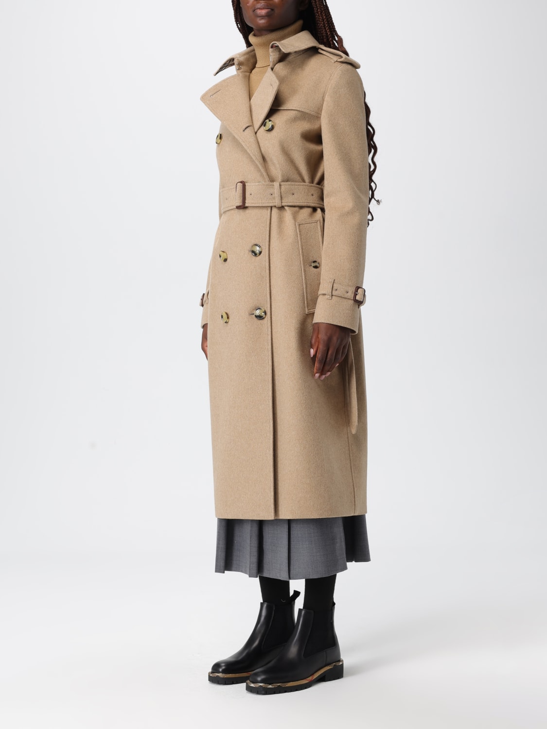 BURBERRY JACKET: Coat woman Burberry, Beige - Img 4