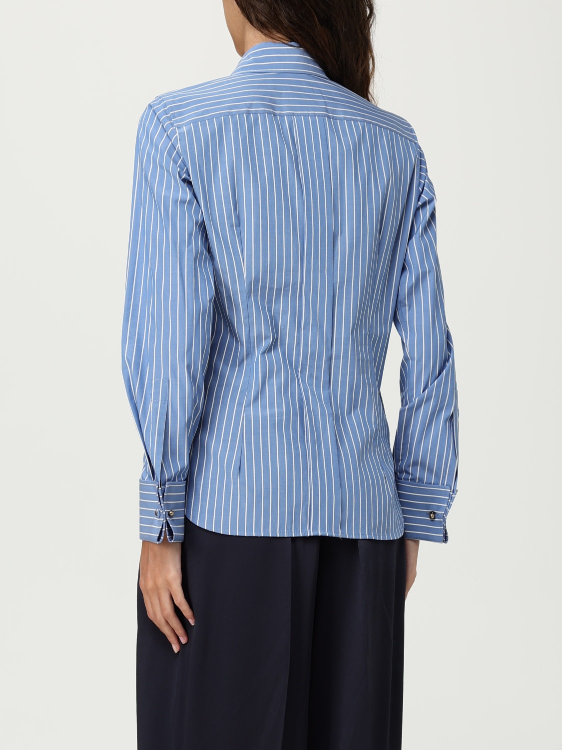 MAX MARA CAMICIA: Camicia classica Max Mara in cotone a righe , Azzurro - Img 3