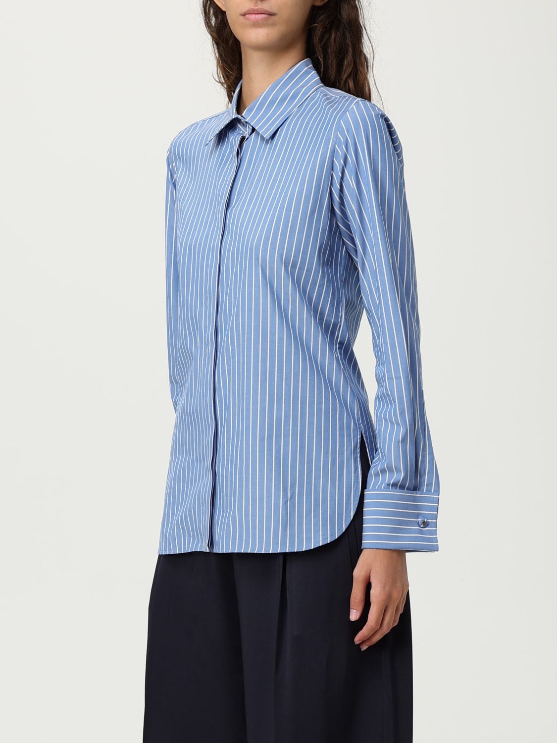 MAX MARA CAMICIA: Camicia classica Max Mara in cotone a righe , Azzurro - Img 4