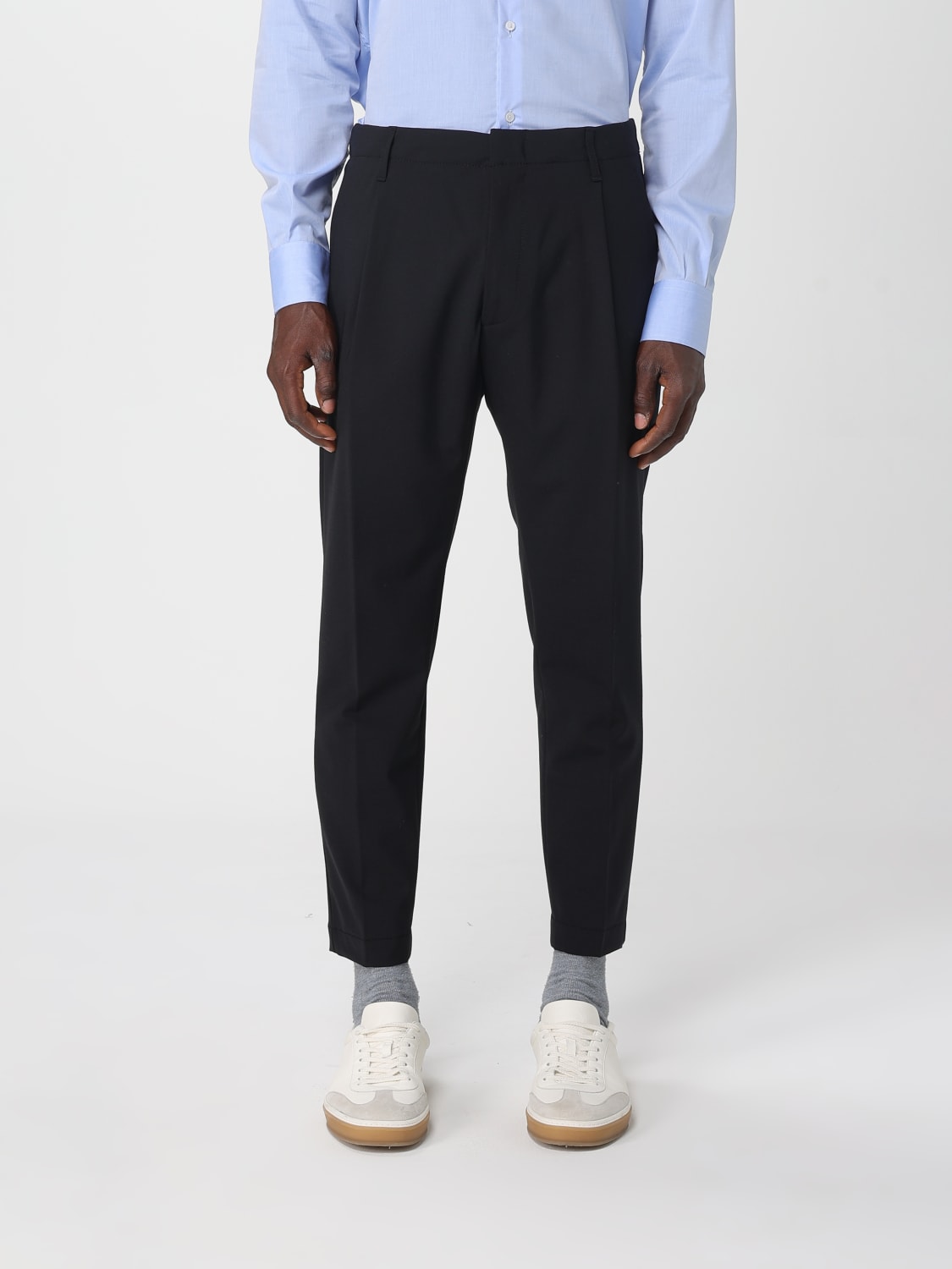 DONDUP PANTALONI: Pantalone slim fit Dondup in lana vergine , Nero - Img 1