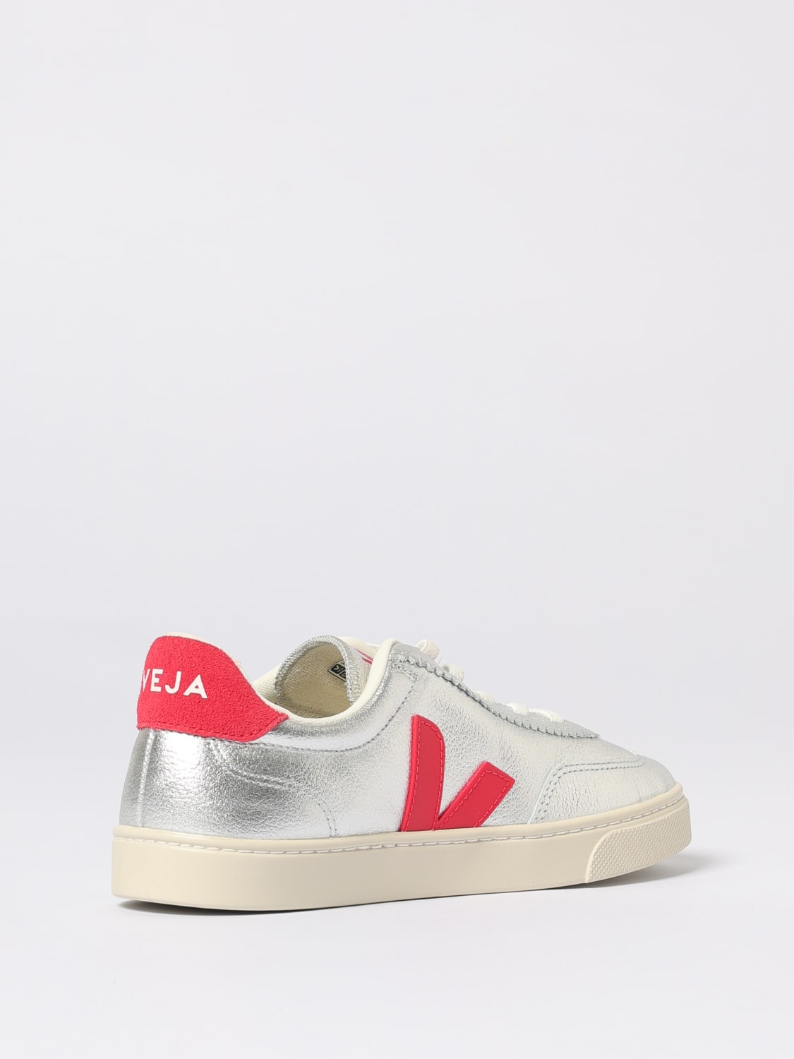 VEJA SNEAKERS: Sneakers Volley Veja in pelle laminata O.T., Argento - Img 3