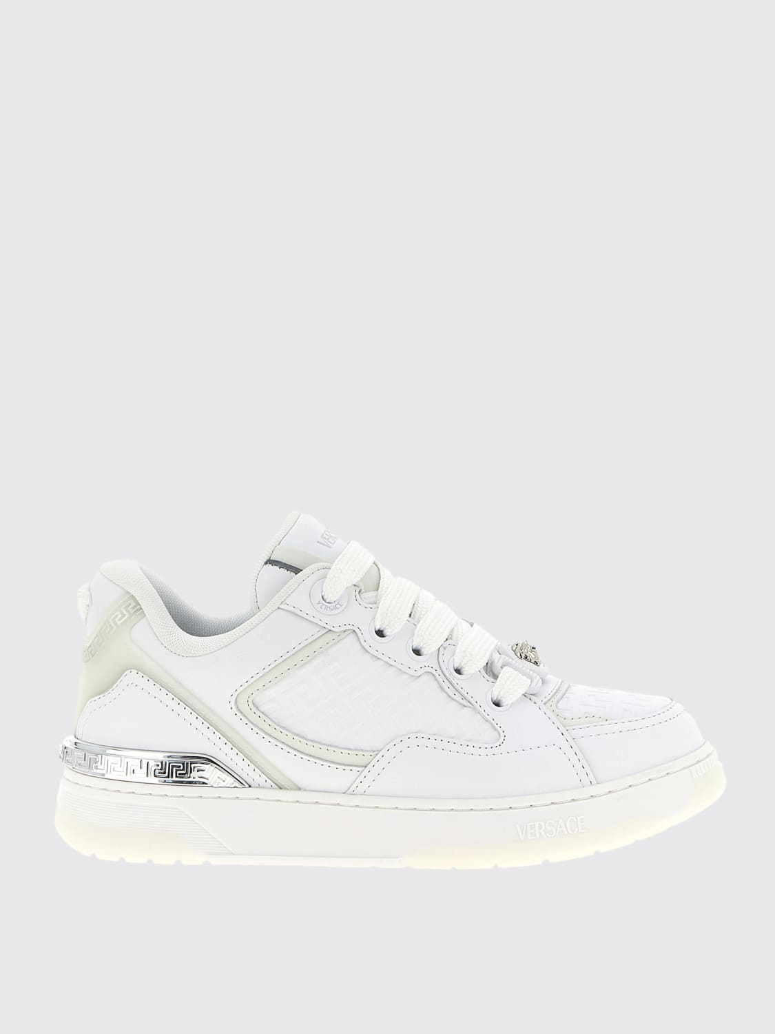 VERSACE SNEAKERS: Sneakers Biggie Basket Versace in pelle , Bianco - Img 1