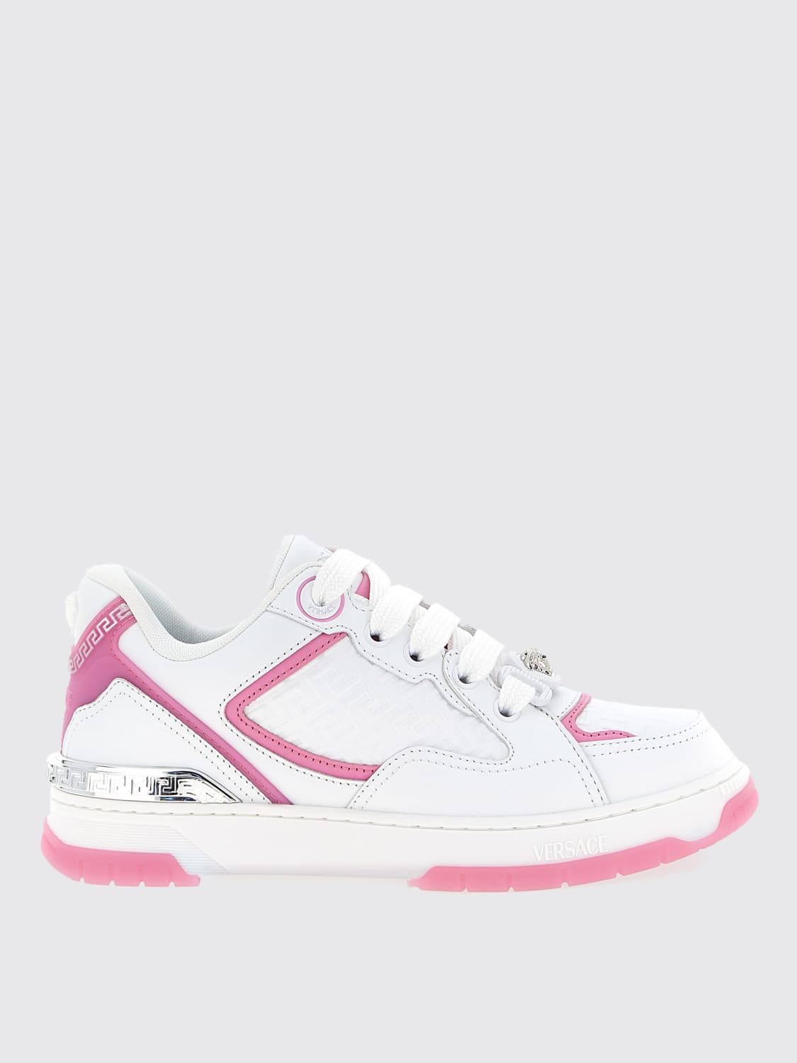 VERSACE SNEAKERS: Sneakers Biggie Basket Versace in pelle , Rosa - Img 1