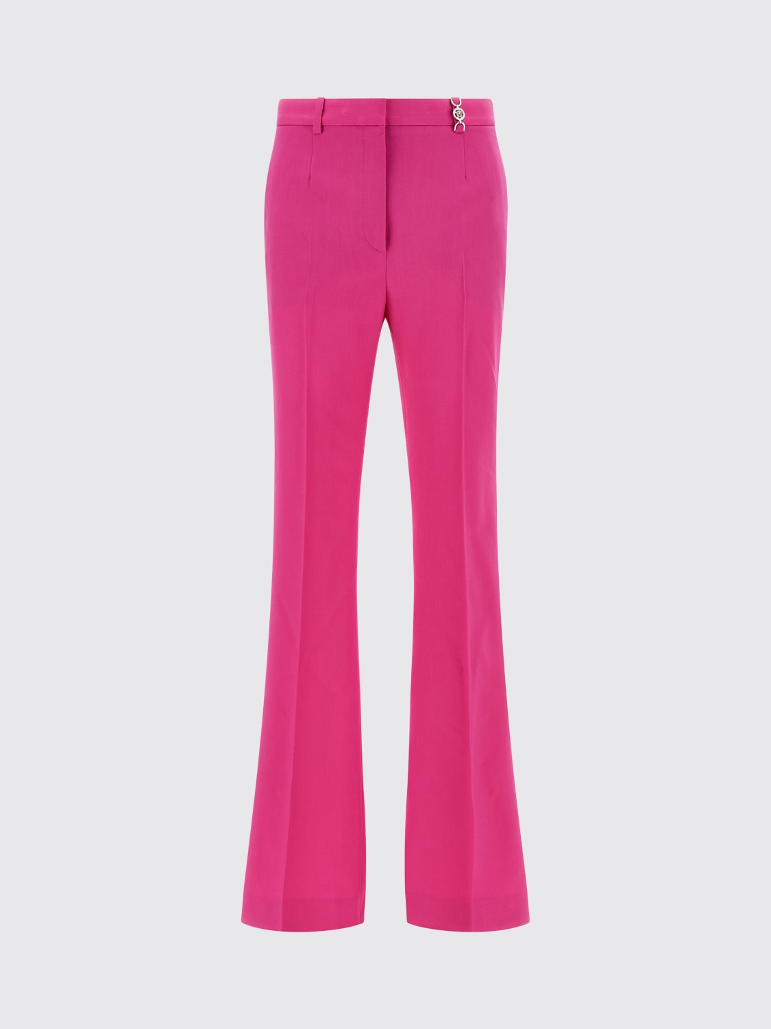 VERSACE PANTALONI: Pantaloni DV in lana elasticizzata grain de poudre Versace, Fuxia - Img 1