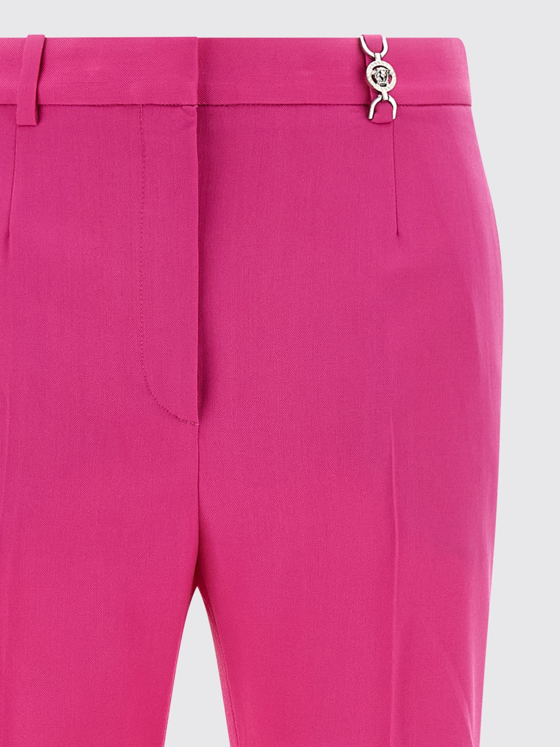VERSACE PANTALONI: Pantaloni DV in lana elasticizzata grain de poudre Versace, Fuxia - Img 3