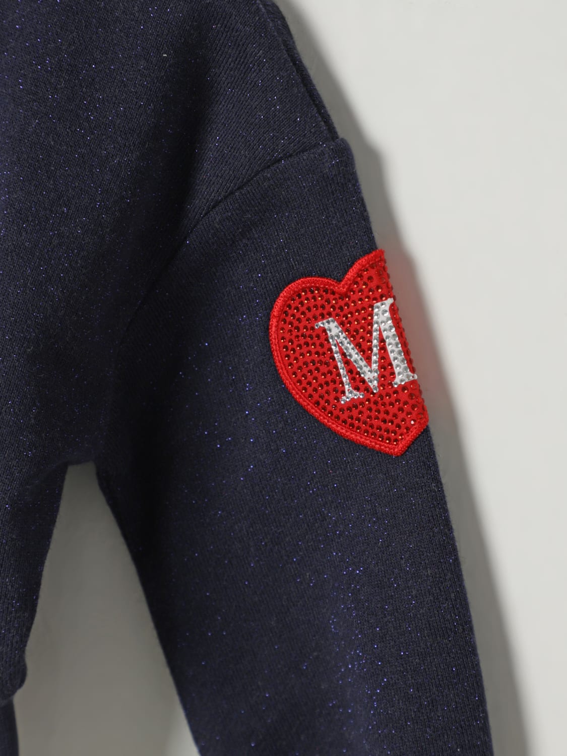 MONNALISA MAGLIA: Felpa con cappuccio in cotone con fiocco Monnalisa, Blue - Img 3