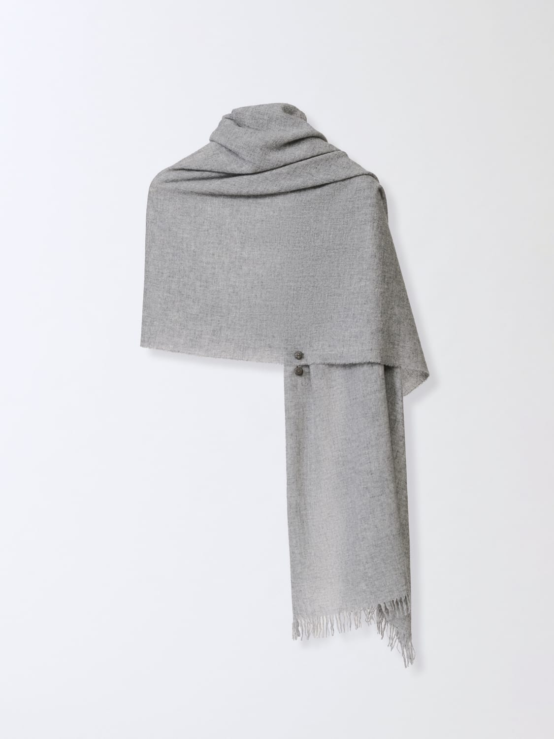 FABIANA FILIPPI SCIARPA: Sciarpa Fabiana Filippi in misto lana con dettaglio piercing in filo diamante, Grigio - Img 1