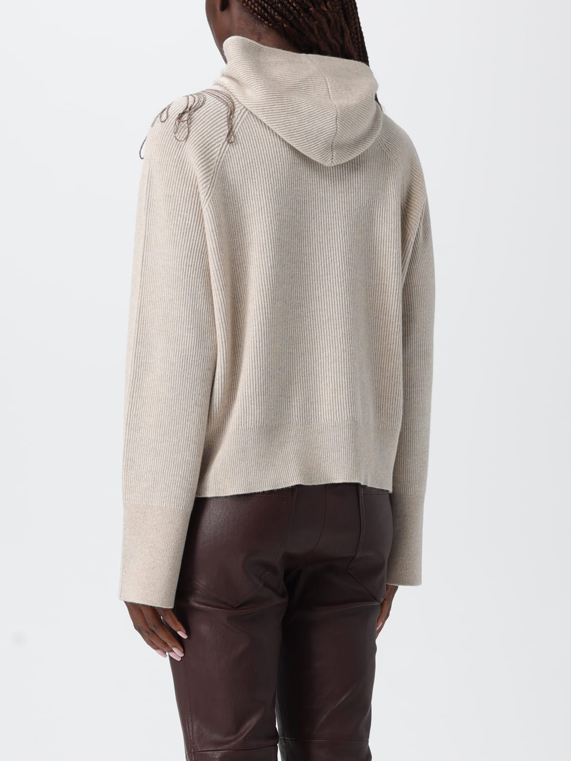 BRUNELLO CUCINELLI SWEAT-SHIRT: Cardigan femme Brunello Cucinelli, Beige - Img 3