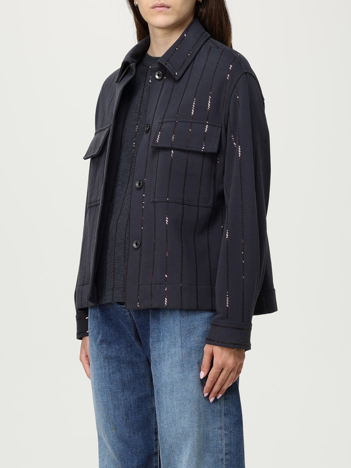 BRUNELLO CUCINELLI VESTE: Cardigan femme Brunello Cucinelli, Bleu - Img 4