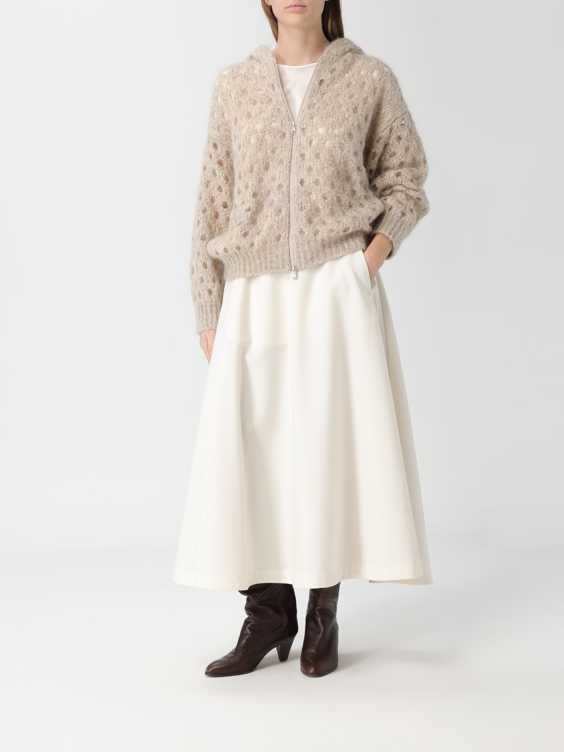 BRUNELLO CUCINELLI SWEATER: Cardigan woman Brunello Cucinelli, Beige - Img 2