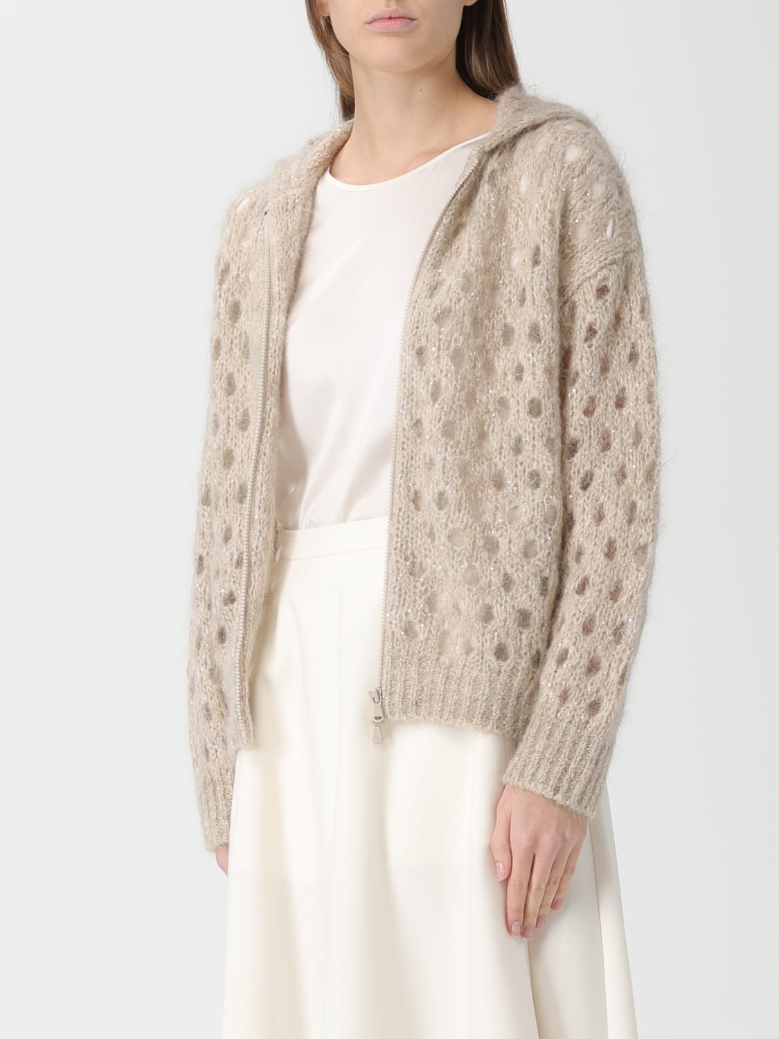 BRUNELLO CUCINELLI SWEATER: Cardigan woman Brunello Cucinelli, Beige - Img 4