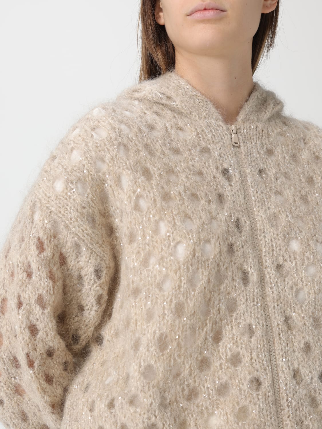 BRUNELLO CUCINELLI SWEATER: Cardigan woman Brunello Cucinelli, Beige - Img 5