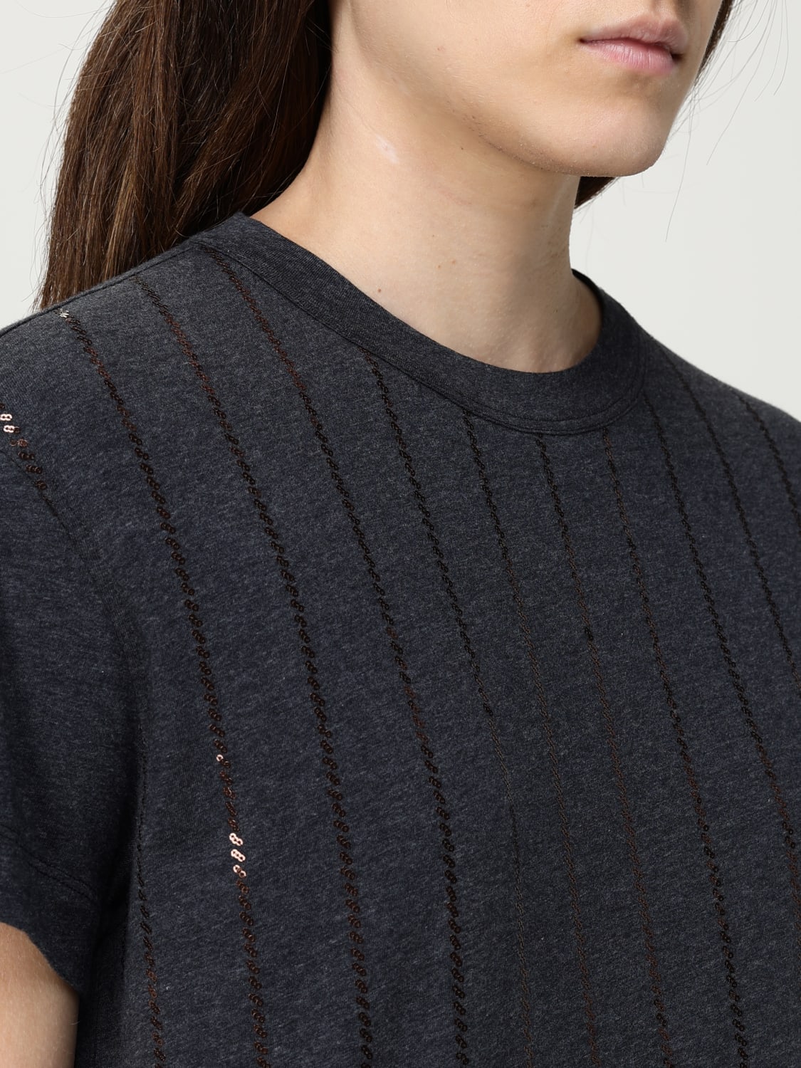 BRUNELLO CUCINELLI T-SHIRTS: T-shirt in cotone con paillettes Brunello Cucinelli, Grigio - Img 5