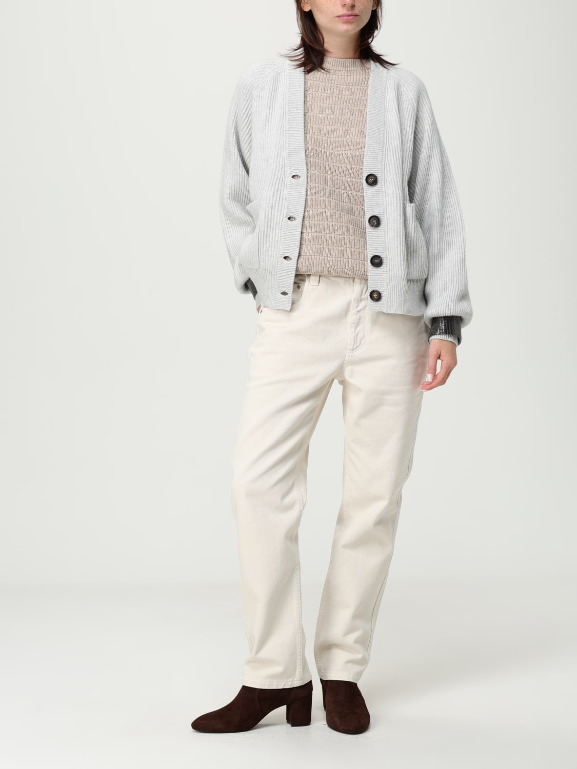 BRUNELLO CUCINELLI SWEATER: Cardigan woman Brunello Cucinelli, Beige - Img 2