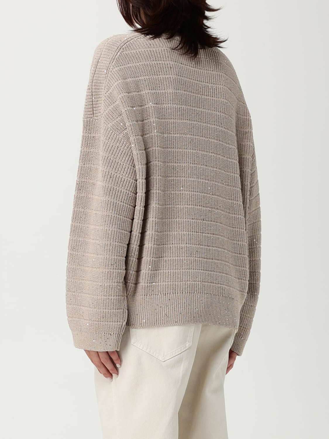 BRUNELLO CUCINELLI SWEATER: Cardigan woman Brunello Cucinelli, Beige - Img 3