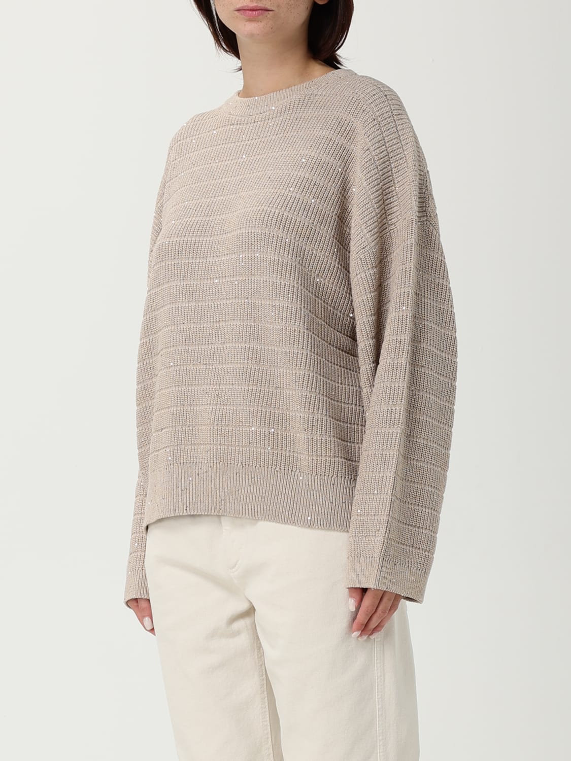 BRUNELLO CUCINELLI SWEATER: Cardigan woman Brunello Cucinelli, Beige - Img 4
