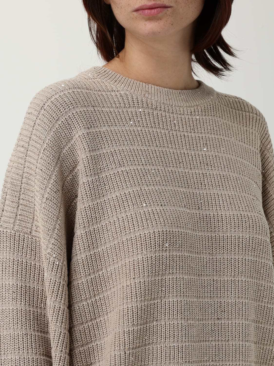 BRUNELLO CUCINELLI SWEATER: Cardigan woman Brunello Cucinelli, Beige - Img 5