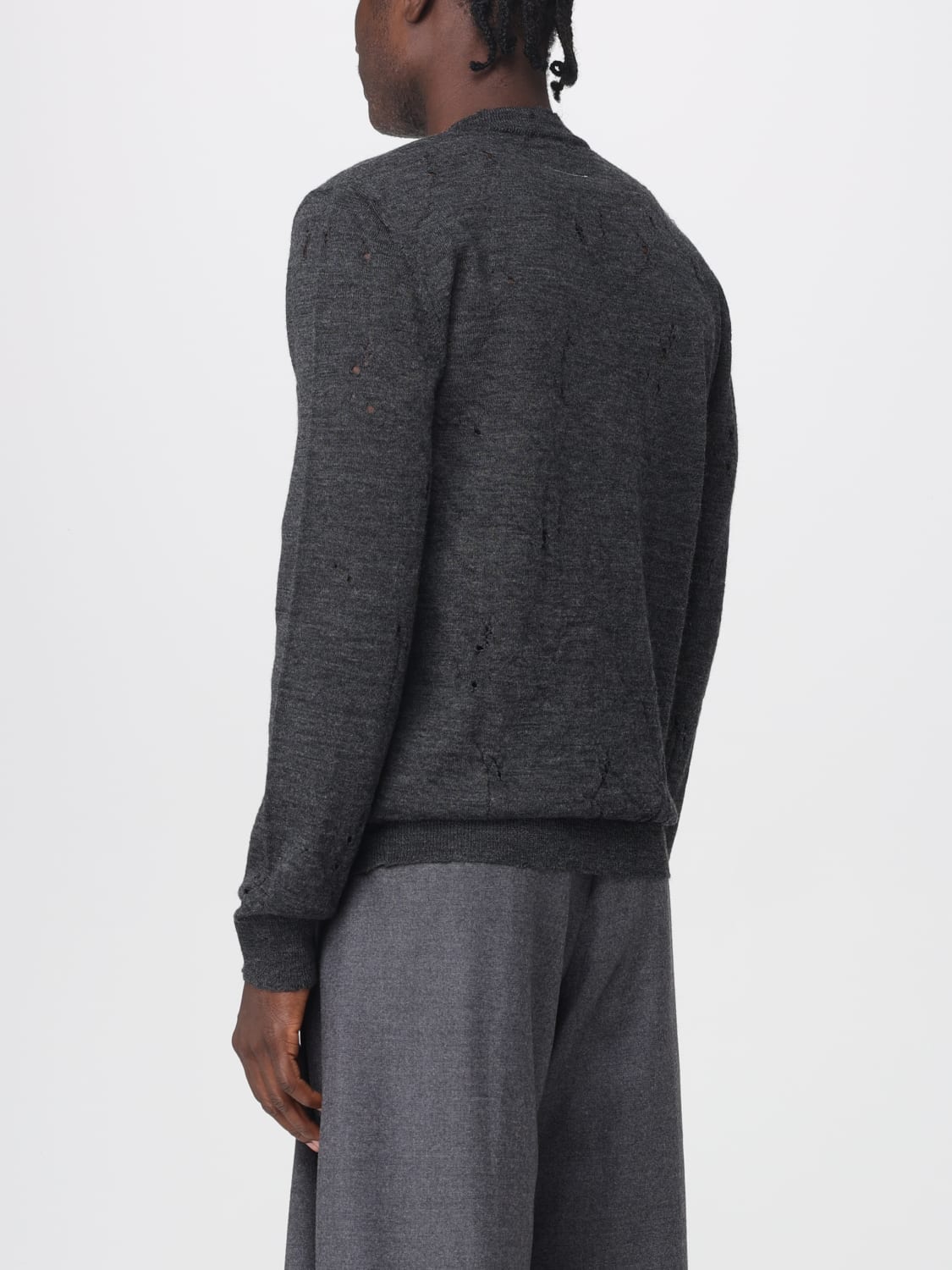 MM6 MAISON MARGIELA SWEATER: MM6 Maison Margiela virgin wool sweater with logo, Grey - Img 3