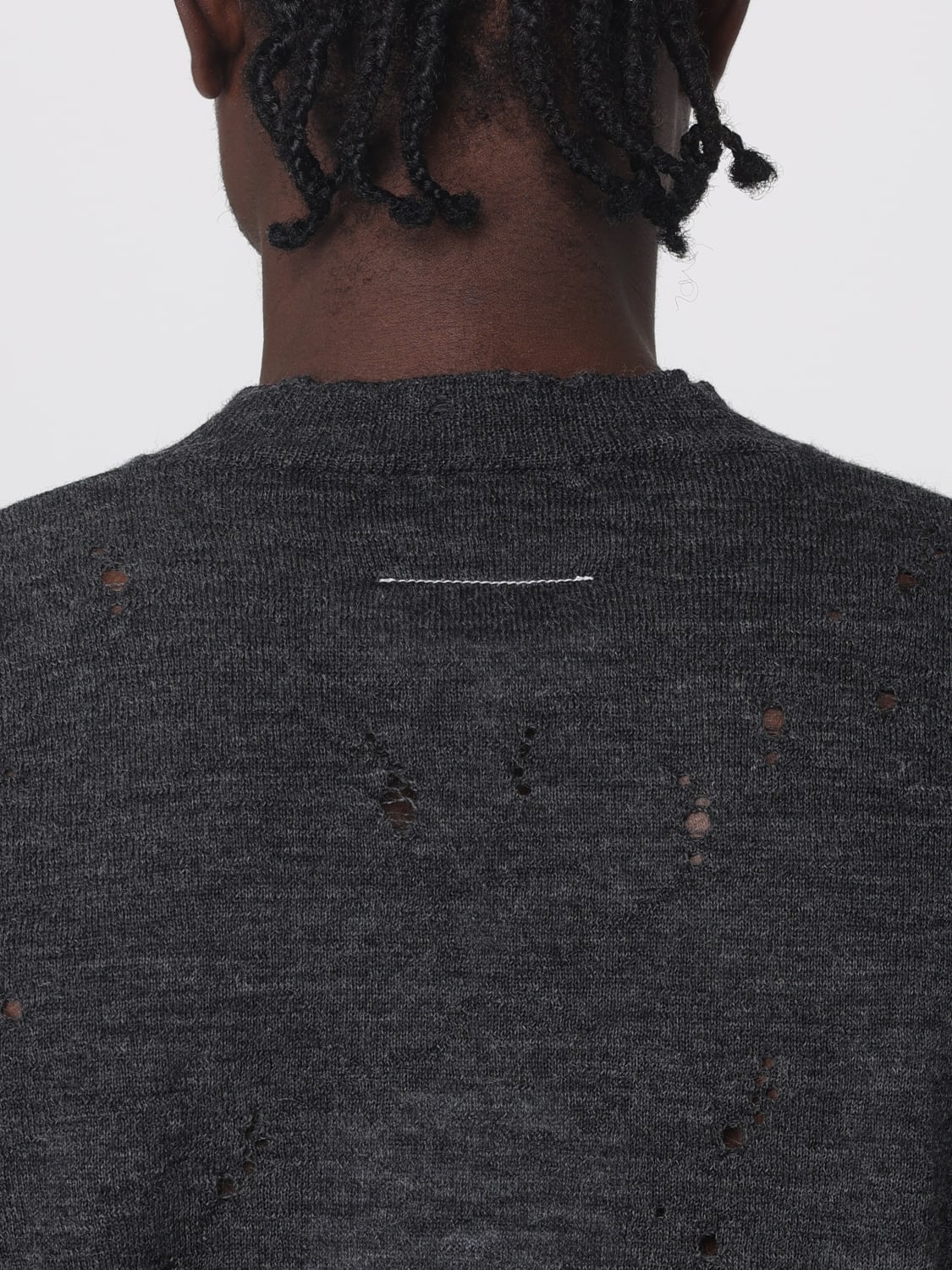 MM6 MAISON MARGIELA SWEATER: MM6 Maison Margiela virgin wool sweater with logo, Grey - Img 5