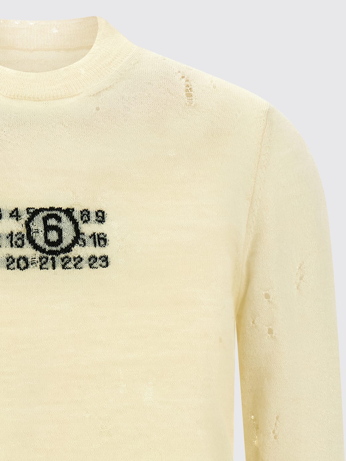 MM6 MAISON MARGIELA SWEATER: MM6 Maison Margiela virgin wool sweater with logo, Beige - Img 3