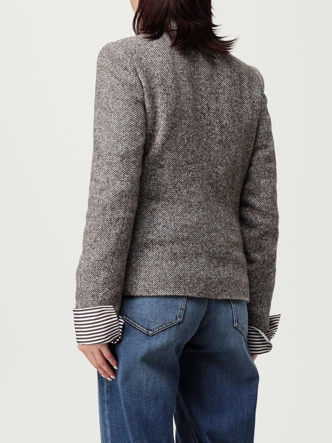 BRUNELLO CUCINELLI GIACCA: Blazer doppiopetto Brunello Cucinelli in misto lana e seta , Marrone - Img 3