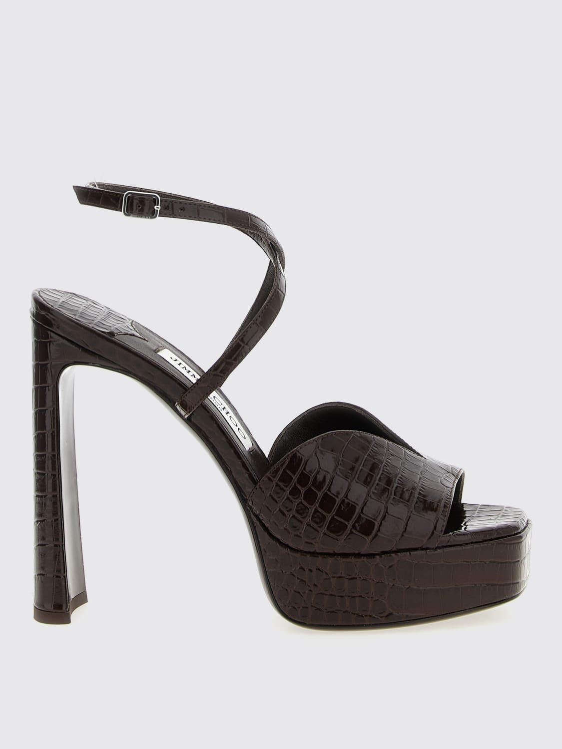 JIMMY CHOO SANDALI CON TACCO: Sandalo Karli Jimmy Choo in pelle stampa cocco , Marrone - Img 1