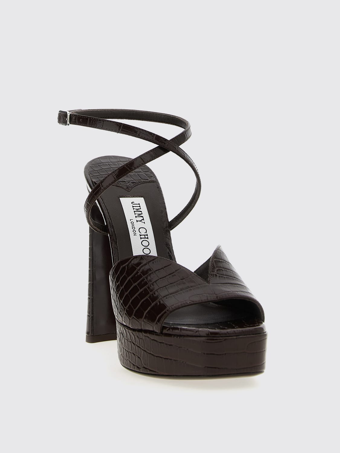 JIMMY CHOO SANDALI CON TACCO: Sandalo Karli Jimmy Choo in pelle stampa cocco , Marrone - Img 2