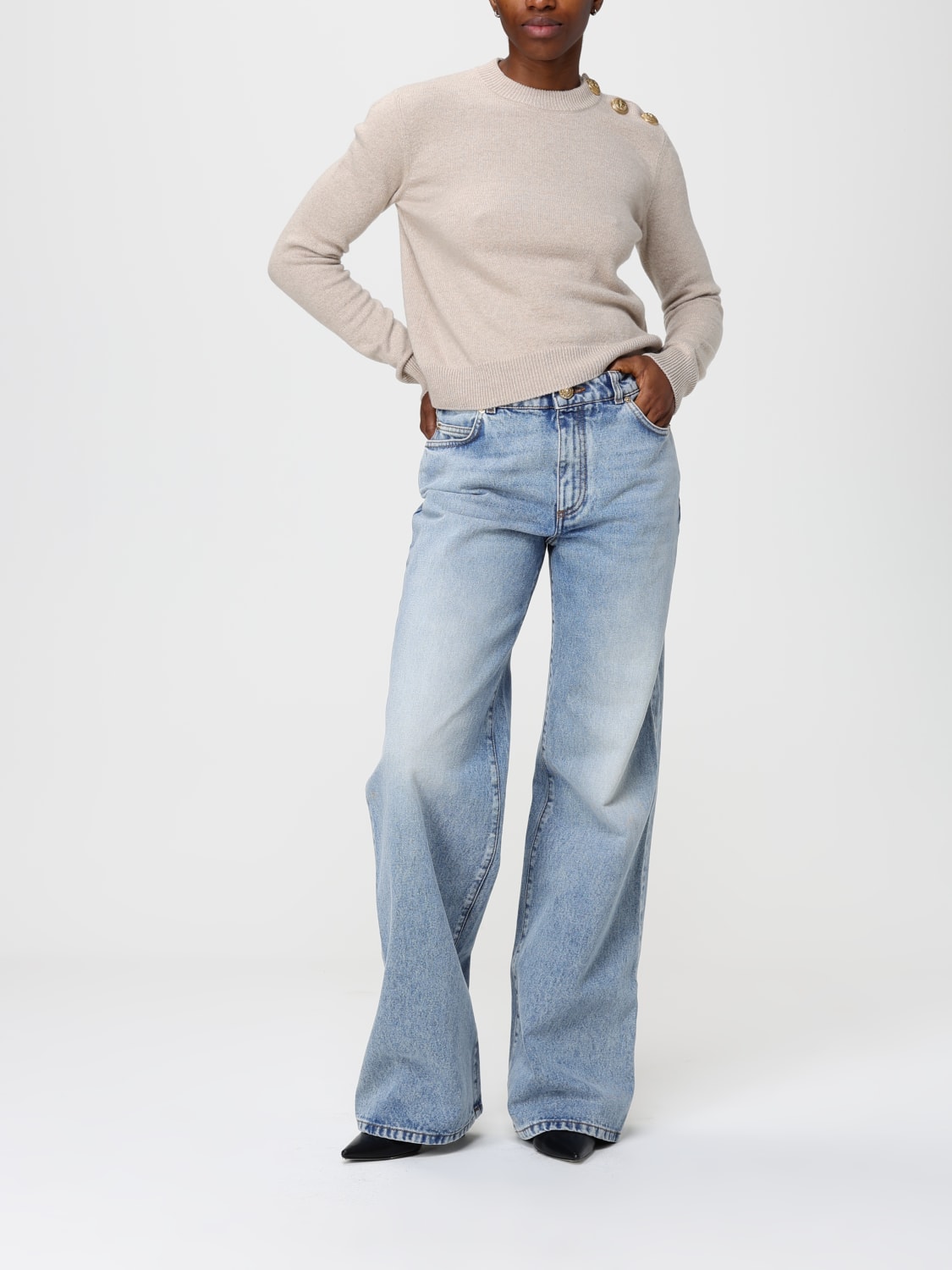 BALMAIN SWEATER: Cardigan woman Balmain, Beige - Img 2