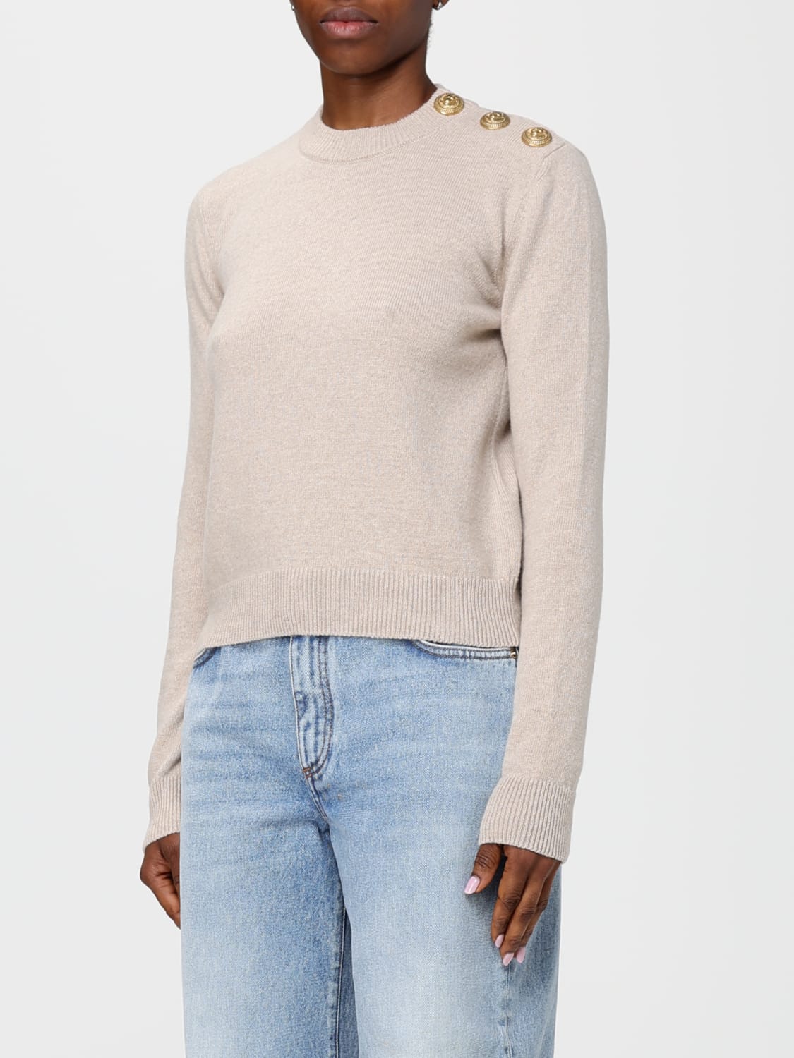 BALMAIN SWEATER: Cardigan woman Balmain, Beige - Img 4