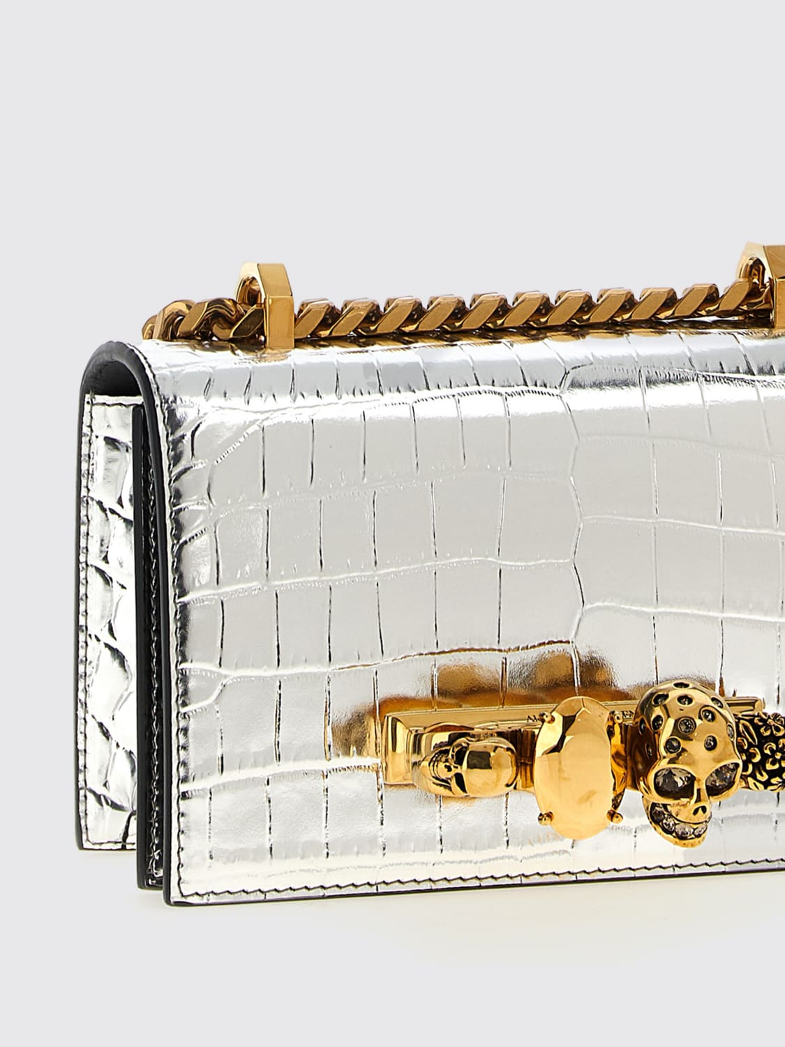 MCQUEEN MINI BAG: Shoulder bag woman McQueen, Silver - Img 3