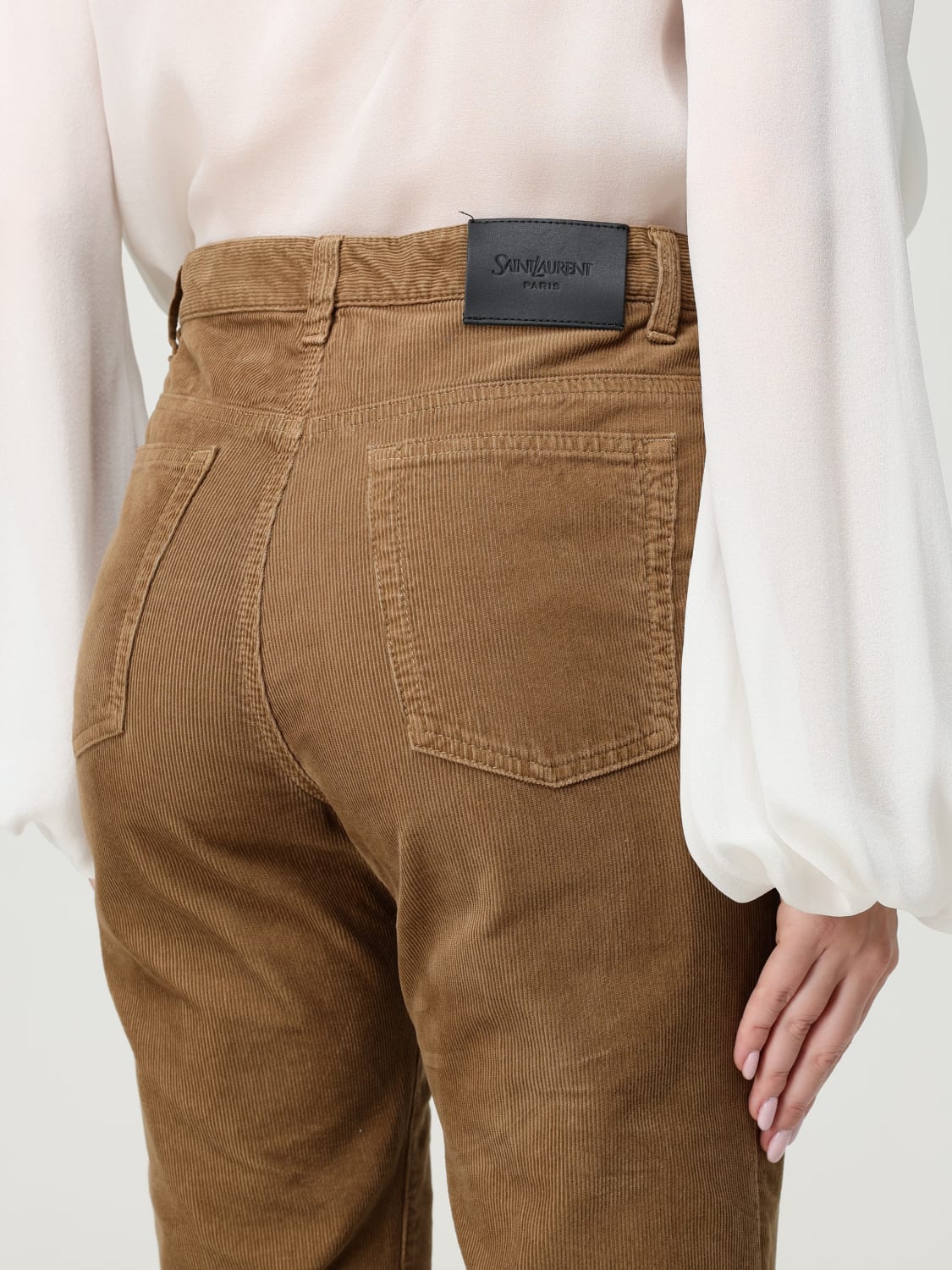 SAINT LAURENT PANTALONES: Pantalón mujer Saint Laurent, Marrón - Img 4