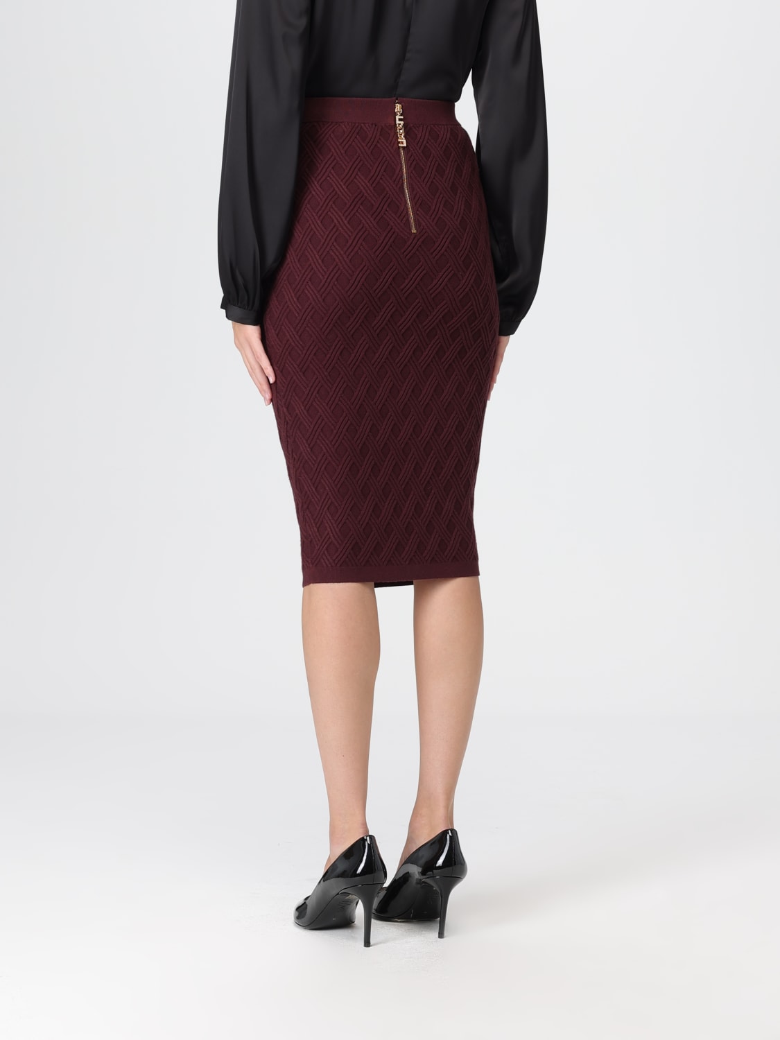 ELISABETTA FRANCHI GONNA: Gonna midi Elisabetta Franchi in maglia , Vino - Img 2