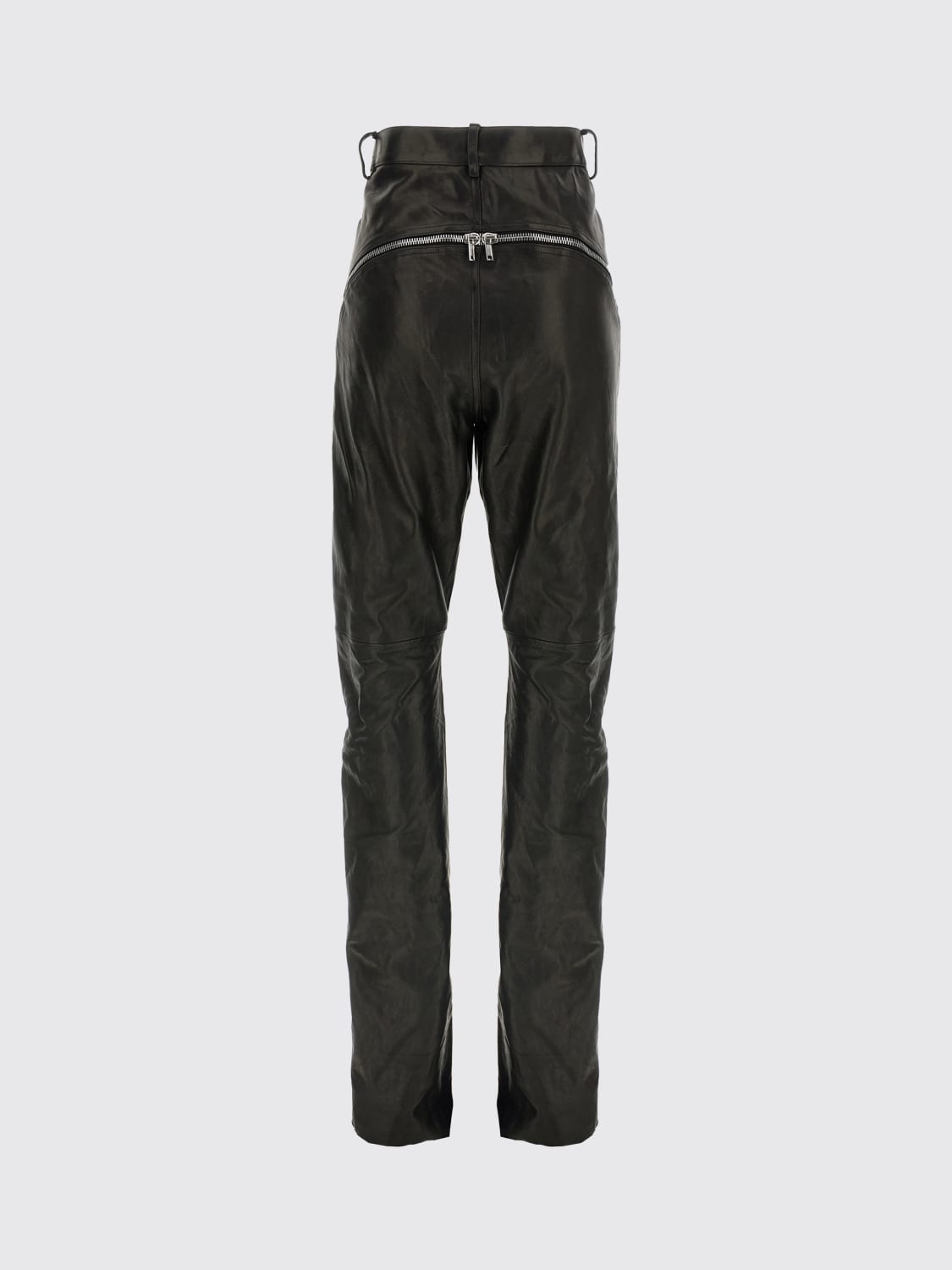 RICK OWENS PANTALONI: Pantaloni Rick Owens in pelle con zip , Nero - Img 2
