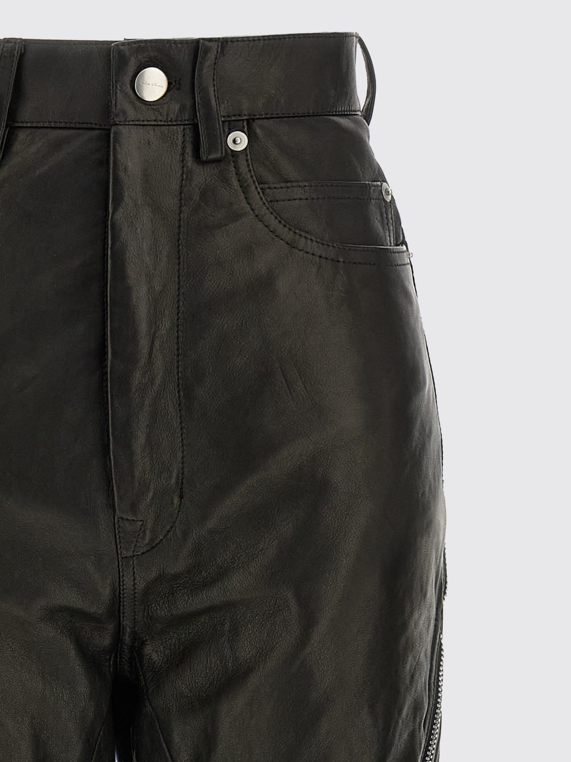 RICK OWENS PANTALONI: Pantaloni Rick Owens in pelle con zip , Nero - Img 3