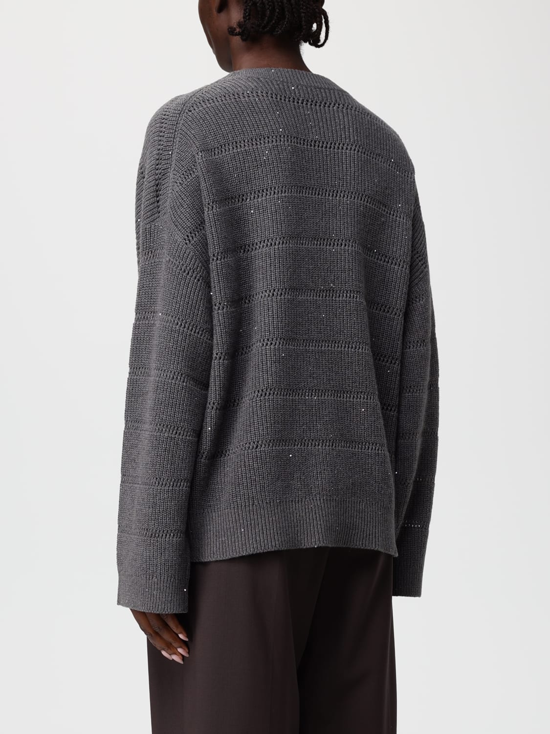 BRUNELLO CUCINELLI 毛衣: 毛衣 女士 Brunello Cucinelli, 灰色 - Img 3