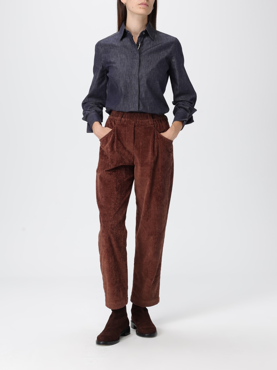 BRUNELLO CUCINELLI PANTALONI: Pantalone Brunello Cucinelli in velluto a costine, Bruciato - Img 2