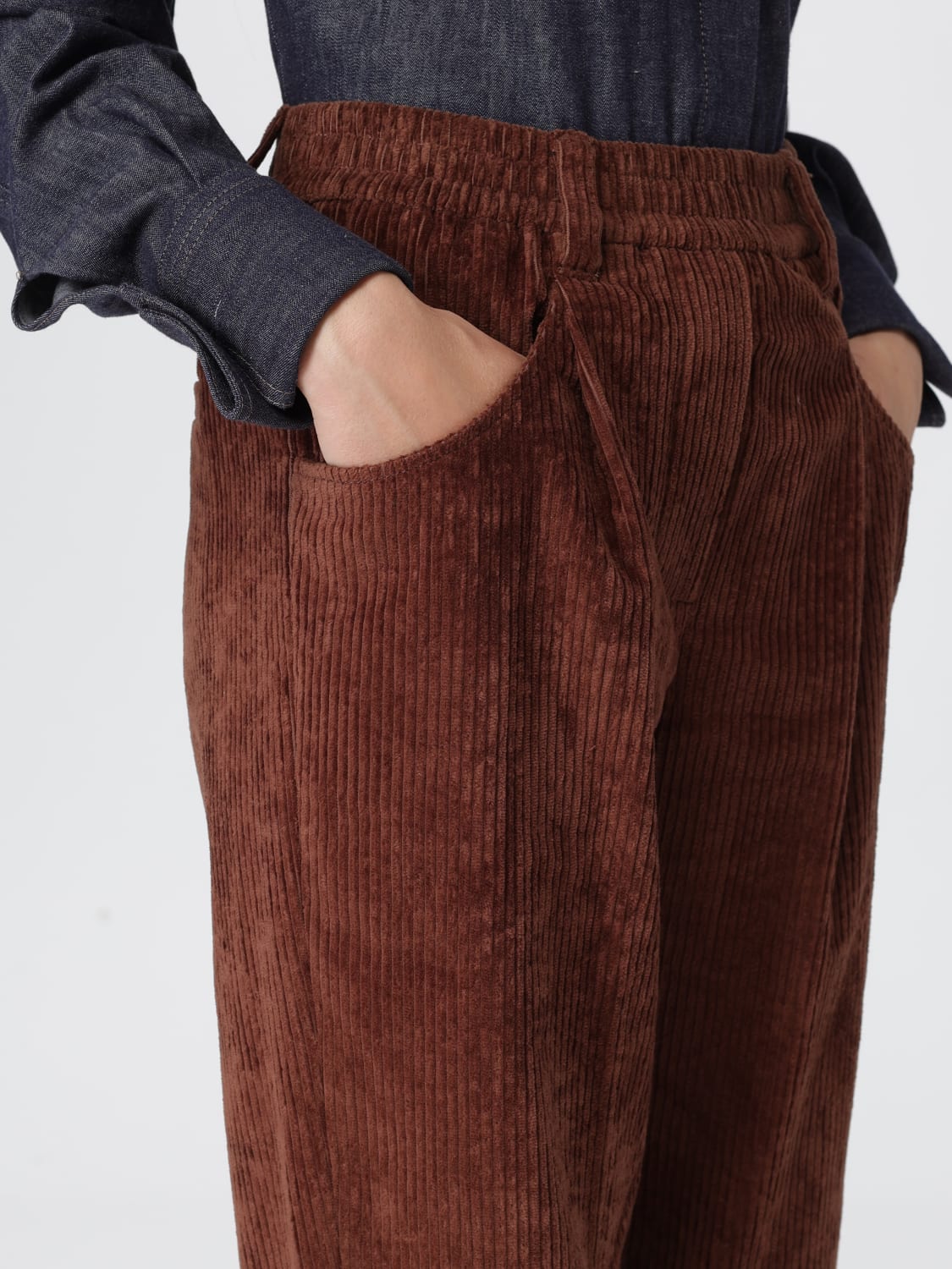 BRUNELLO CUCINELLI PANTALONI: Pantalone Brunello Cucinelli in velluto a costine, Bruciato - Img 5