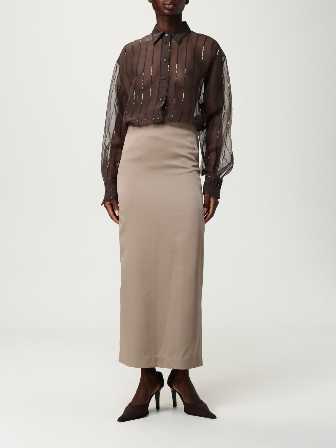 BRUNELLO CUCINELLI CHEMISE: Chemise femme Brunello Cucinelli, Cacao - Img 2