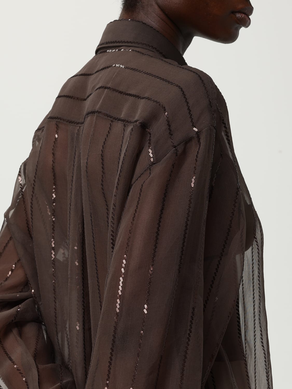 BRUNELLO CUCINELLI CHEMISE: Chemise femme Brunello Cucinelli, Cacao - Img 5