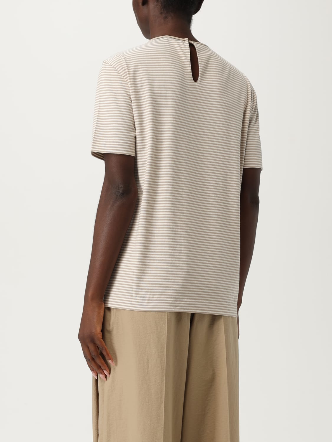 BRUNELLO CUCINELLI T-SHIRTS: T-shirt in cotone a righe Brunello Cucinelli, Bianco - Img 3