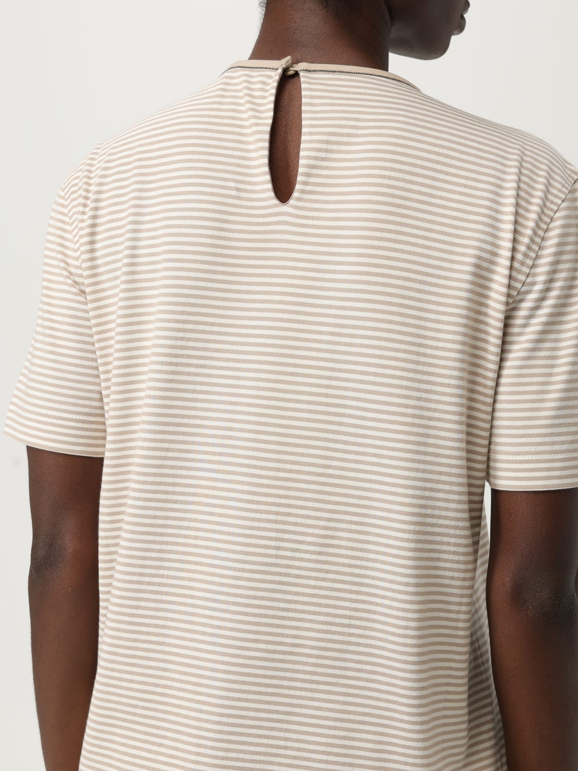 BRUNELLO CUCINELLI T-SHIRTS: T-shirt in cotone a righe Brunello Cucinelli, Bianco - Img 5